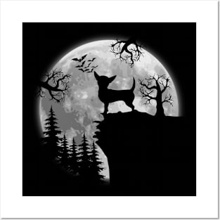 Chihuahua And Halloween Moon Posters and Art